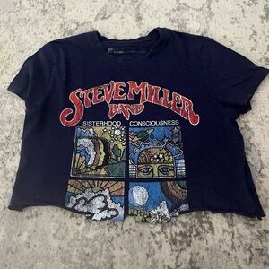 Prince Peter, navy cropped “steve miller” loose tee, size medium